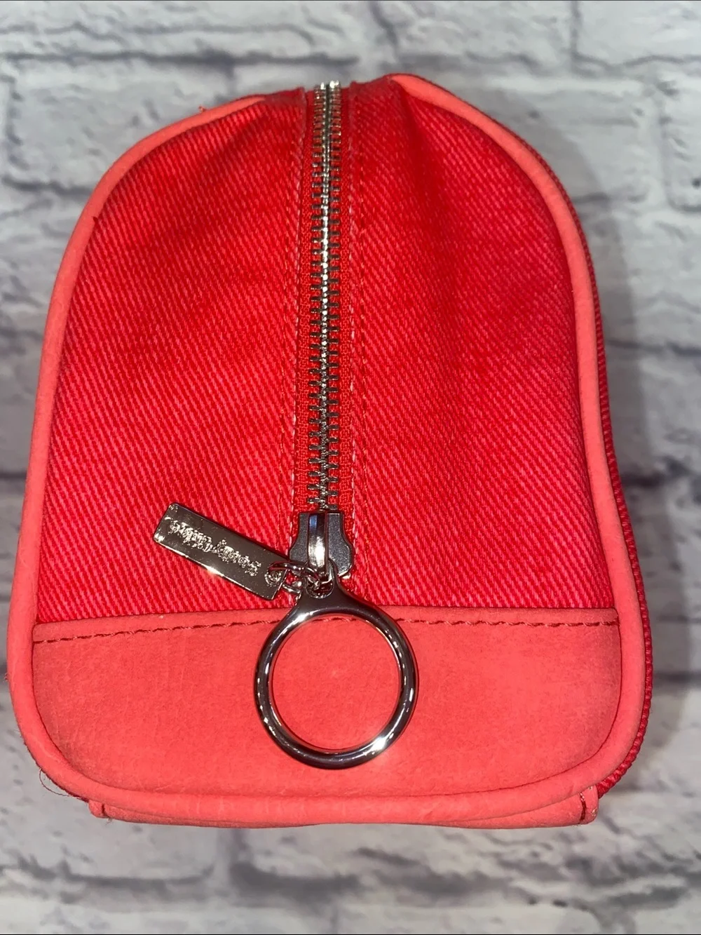 See by Chloe Canvas & Faux Leather Cosmetic Bag Coral Pink